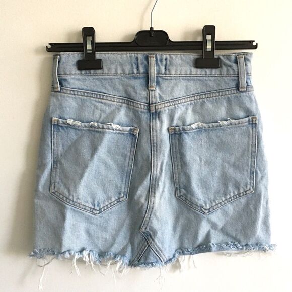 Agolde Quinn High Rise Cut Off Denim Mini Skirt Blue 25 - Picture 8 of 9